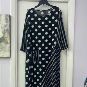 Black and White Polka Dot & Stripe Dress - Women